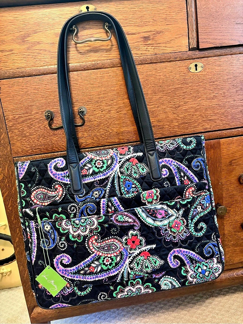 Vera Bradley Commuter Kiev Paisley Tote in Black & Multicolor NWT